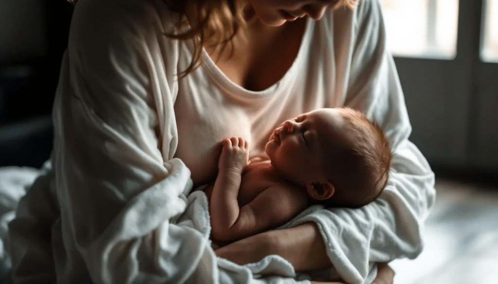 newborn baby bonding with baby skin to skin