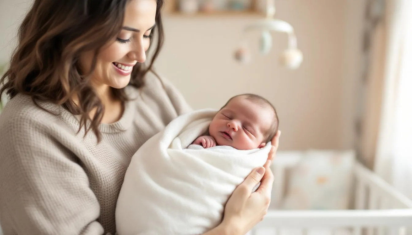 A nurturing scene depicts a postpartum doula providing emotional support to a new mother while gently caring for her newborn. The environment is calm and welcoming, emphasizing the importance of comprehensive care and reassurance for new families during the early stages of parenthood.