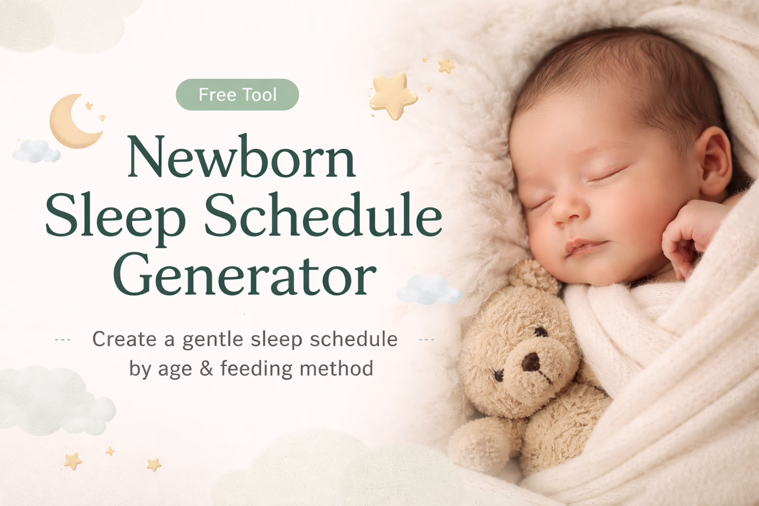 Newborn sleep schedule generator tool helping parents create a baby sleep schedule by age and wake windows